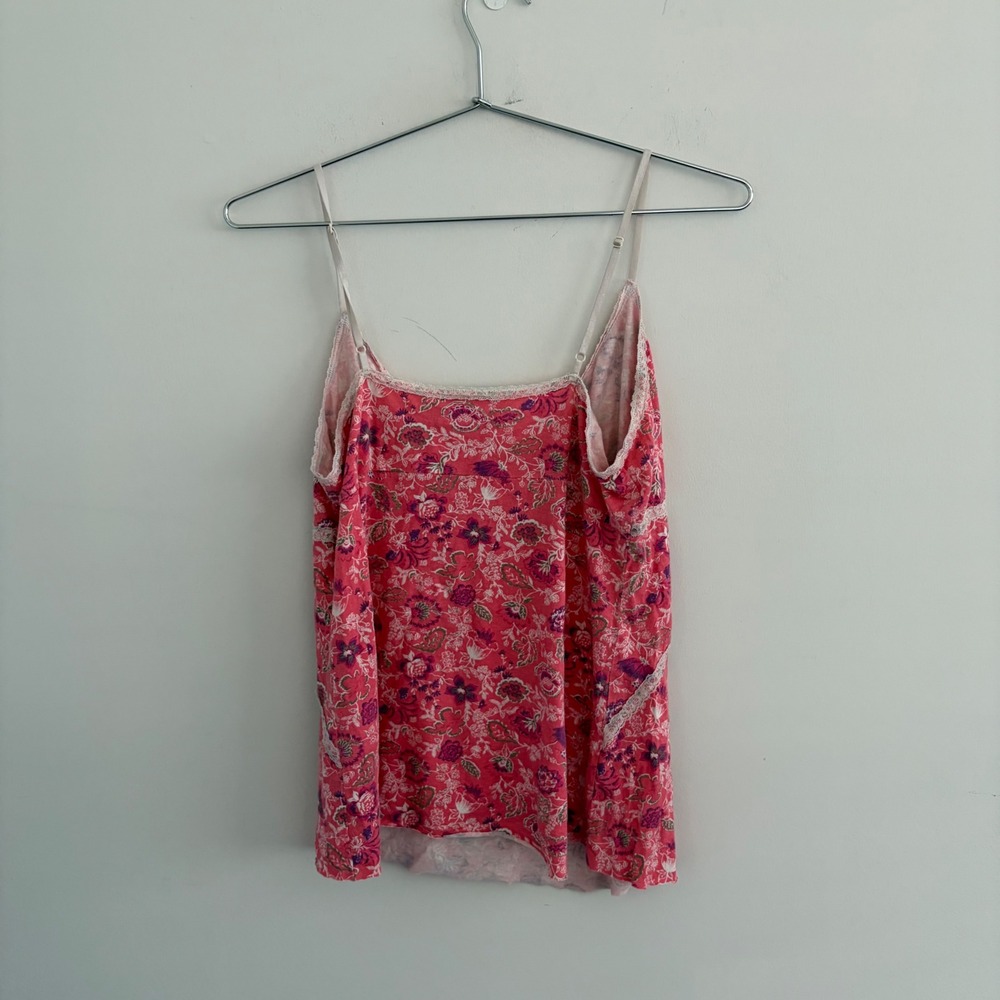 Zoe & Bella Pink Floral Lace Trim Cami Tank Top Y2K - Picture 3 of 5